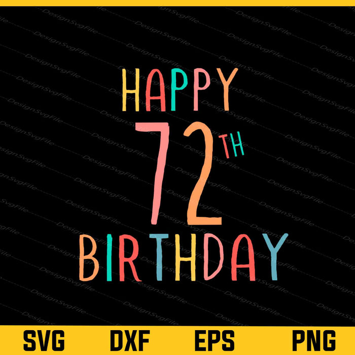 Happy 72th Birthday Svg Cutting Printable File  - Premium Cutting Files in SVG, PNG & EPS Formats - Premium SVG Cutting Files for Crafts