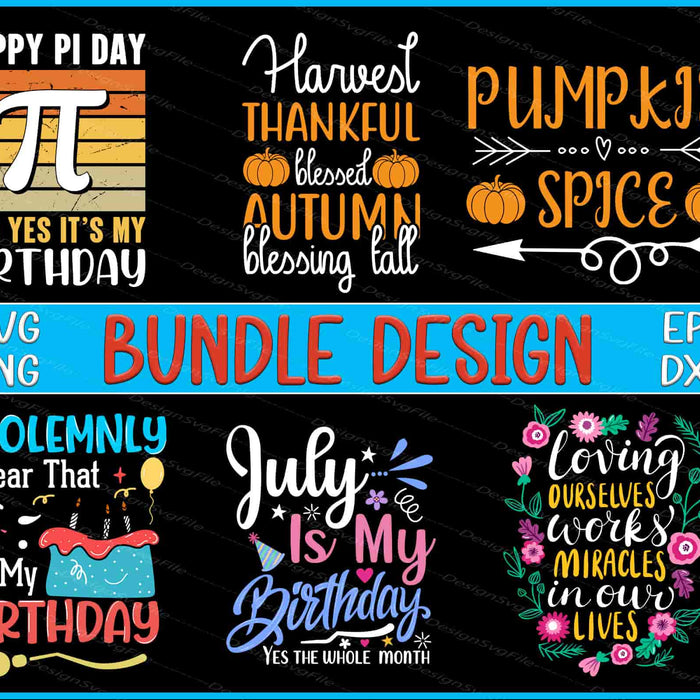 Collection of festive text designs with graphics on a black background