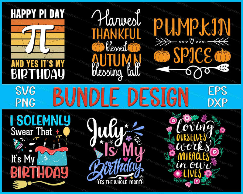 Collection of festive text designs with graphics on a black background