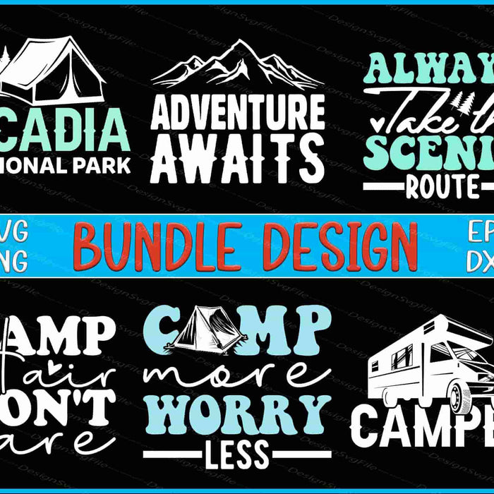 Happy Camping Bundle SVG Camper Bus PNG