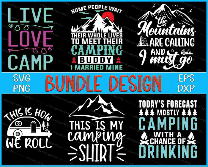 Happy Camping Bundle SVG Drinking PNG