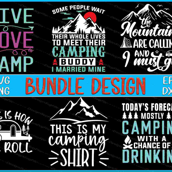 Happy Camping Bundle SVG Drinking PNG