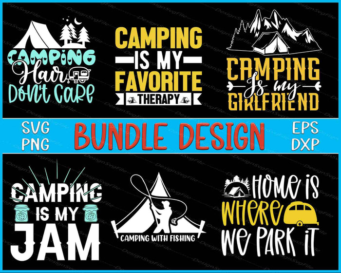 Happy Camping Bundle SVG Fishing PNG