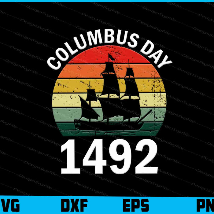 Happy Columbus Day 1492 Vintage SVG