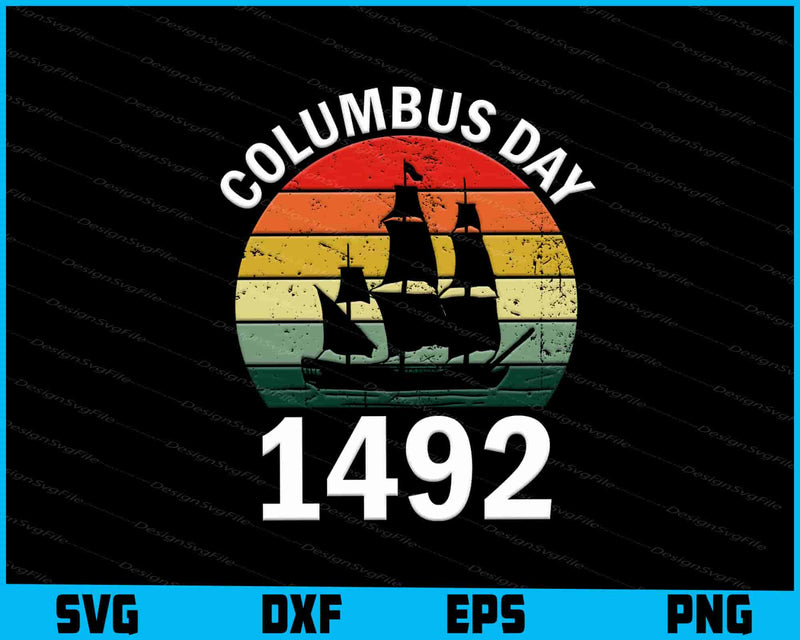 Happy Columbus Day 1492 Vintage SVG