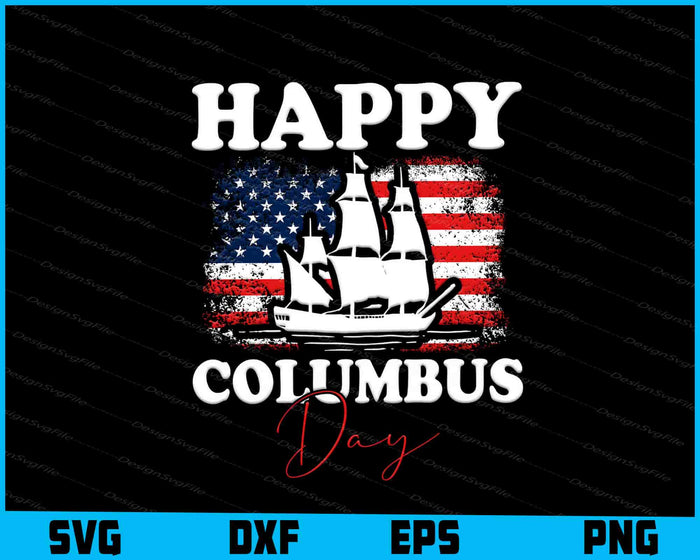 Happy Columbus Day USA Flag SVG