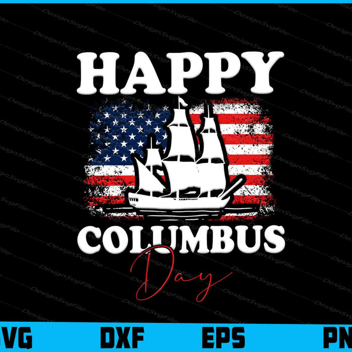 Happy Columbus Day USA Flag SVG