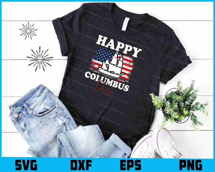 Happy Columbus Day USA Flag SVG