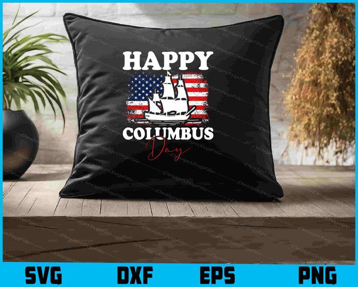Happy Columbus Day USA Flag SVG