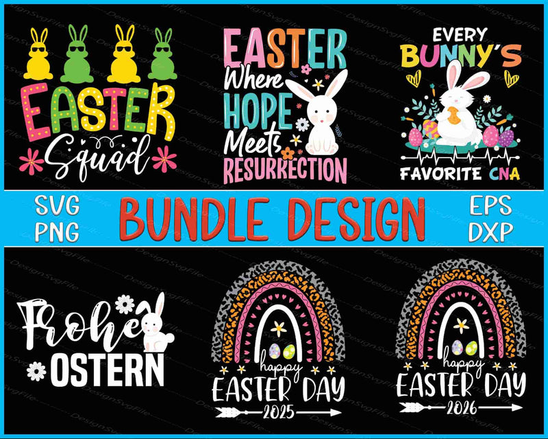 Happy Easter Day 2026 Bundle SVG, Bunny SVG Easter Bunny PNG