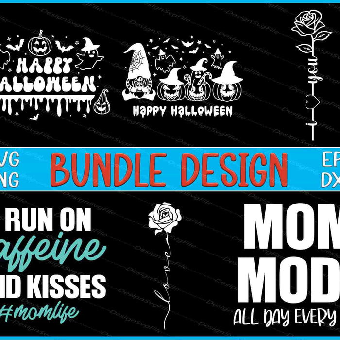 Happy Halloween Bundle SVG Love Flowers PNG
