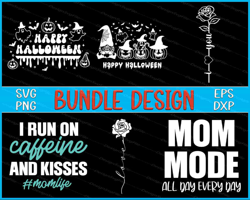 Happy Halloween Bundle SVG Love Flowers PNG