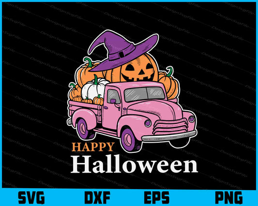 Happy Halloween Pumpkin Truck SVG PNG Sublimation Files  - Premium Cutting Files in SVG, PNG & EPS Formats - Premium SVG Cutting Files for Crafts