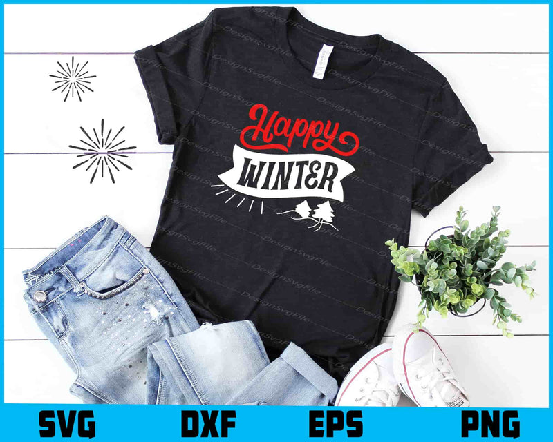 Happy Winter Svg Png Design Cut Files  - Premium Cutting Files in SVG, PNG & EPS Formats - Premium SVG Cutting Files for Crafts