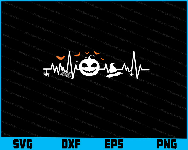 Heartbeat Halloween Pumpkin SVG PNG Digital Sublimation Print File  - Premium Cutting Files in SVG, PNG & EPS Formats - Premium SVG Cutting Files for Crafts