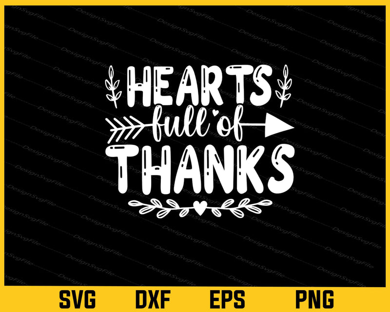 Hearts Full Thanks Thanksgiving Svg Cutting Printable File