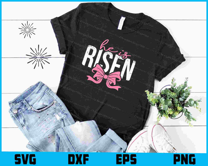 He is Risen SVG, Christian Easter Pink PNG