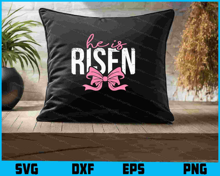 He is Risen SVG, Christian Easter Pink PNG
