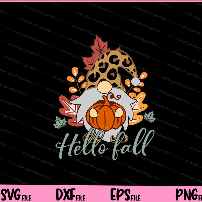 Hello Fall Gnome with Pumpkin Svg Cutting Printable Files  - Premium Cutting Files in SVG, PNG & EPS Formats - Premium SVG Cutting Files for Crafts