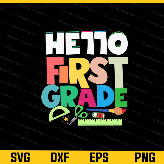 Hello First Grade Svg Cutting Printable File  - Premium Cutting Files in SVG, PNG & EPS Formats - Premium SVG Cutting Files for Crafts