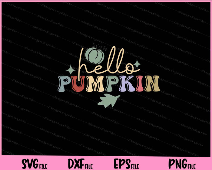 Hello Pumpkin Retro Autumn Fall Svg Cutting Printable Files  - Premium Cutting Files in SVG, PNG & EPS Formats - Premium SVG Cutting Files for Crafts