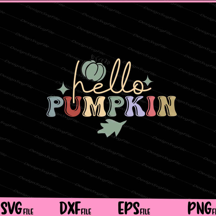 Hello Pumpkin Retro Autumn Fall Svg Cutting Printable Files  - Premium Cutting Files in SVG, PNG & EPS Formats - Premium SVG Cutting Files for Crafts