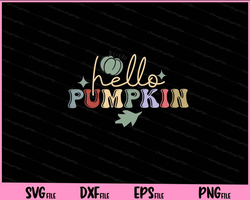 Hello Pumpkin Retro Autumn Fall svg