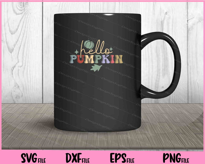 Hello Pumpkin Retro Autumn Fall Svg Cutting Printable Files  - Premium Cutting Files in SVG, PNG & EPS Formats - Premium SVG Cutting Files for Crafts