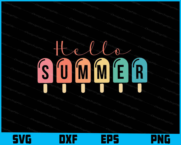 Hello Summer Vacation Ice Cream SVG