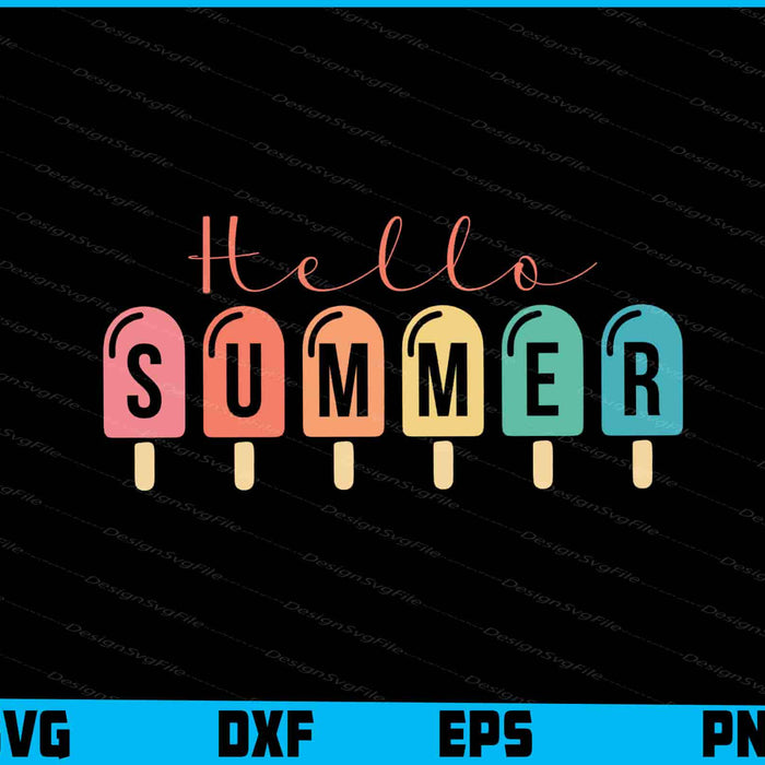 Hello Summer Vacation Ice Cream SVG