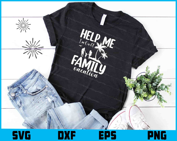 Collection of family-themed SVG designs with sunset, beach, and humorous text on a black background.