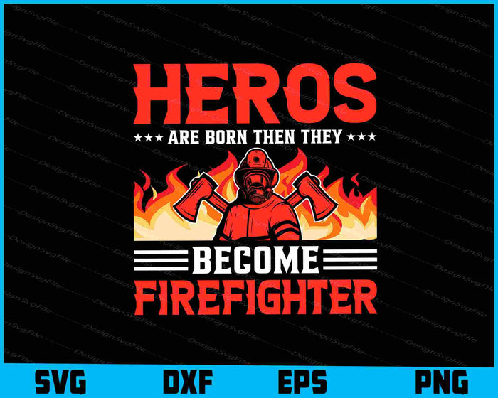 Collection of firefighter-themed designs with text and graphics on a black background.