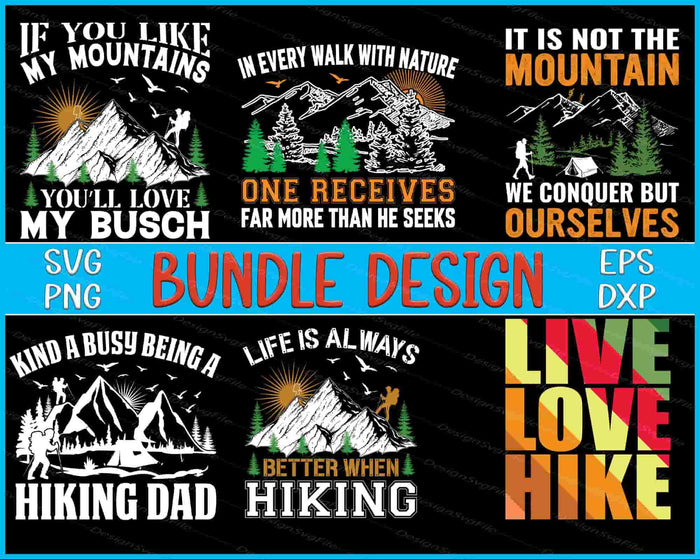 Hiking Bundle SVG Mountains PNG