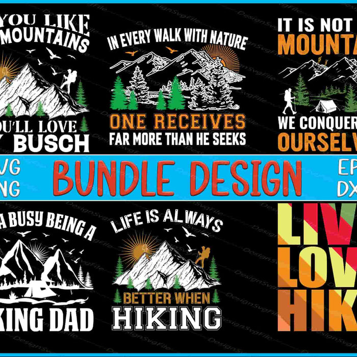 Hiking Bundle SVG Mountains PNG