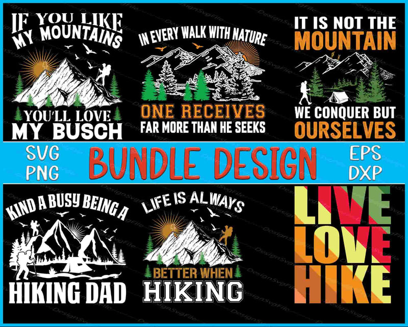 Hiking Bundle SVG Mountains PNG