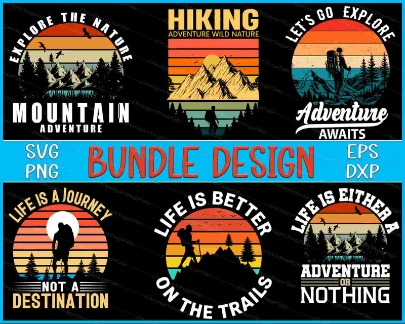Hiking Bundle SVG, Mountain PNG
