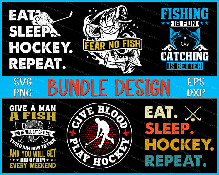 Hockey Bundle SVG, Fishing Dad PNG