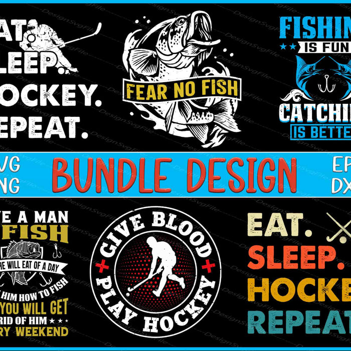 Hockey Bundle SVG, Fishing Dad PNG