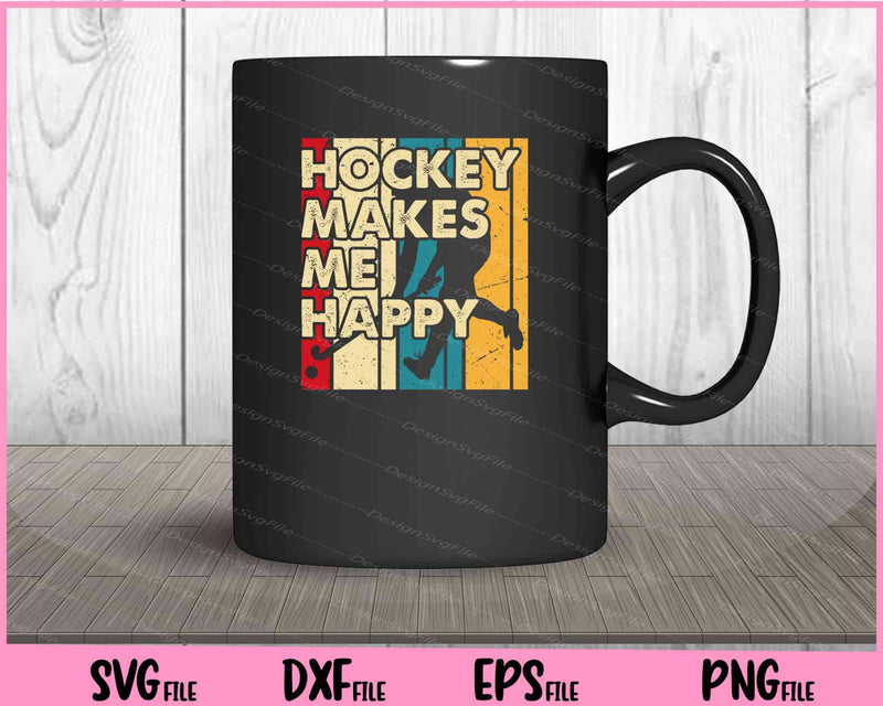 Hockey Makes Me Happy vintage mug