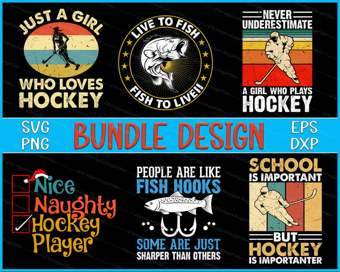 Hokey Bundle SVG, Fish Hook PNG