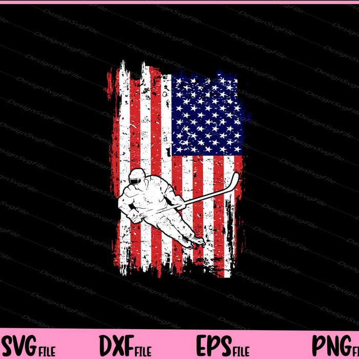 Hokey Player American Flag Svg Cutting Printable Files  - Premium Cutting Files in SVG, PNG & EPS Formats - Premium SVG Cutting Files for Crafts