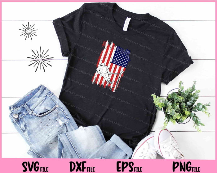 Hokey Player American Flag Svg Cutting Printable Files  - Premium Cutting Files in SVG, PNG & EPS Formats - Premium SVG Cutting Files for Crafts