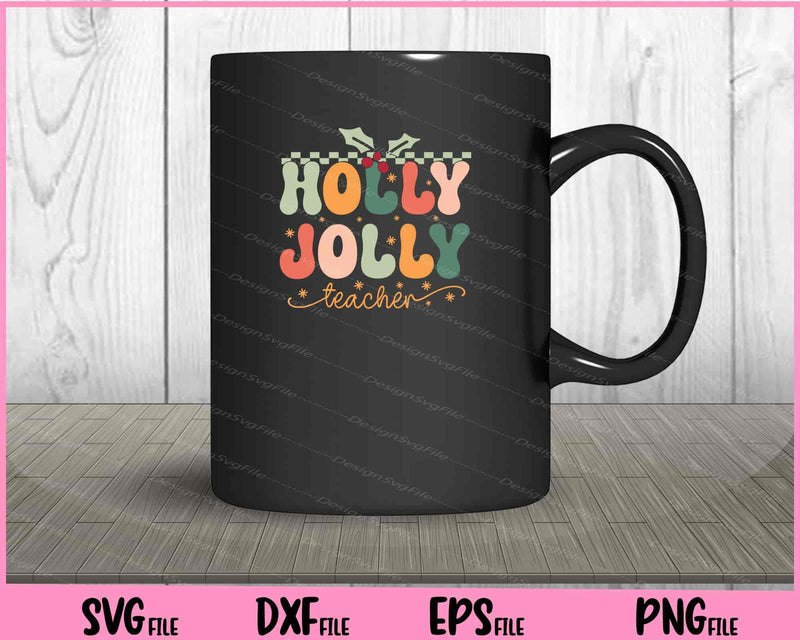 Holly Jolly Teacher Christmas Retro mug