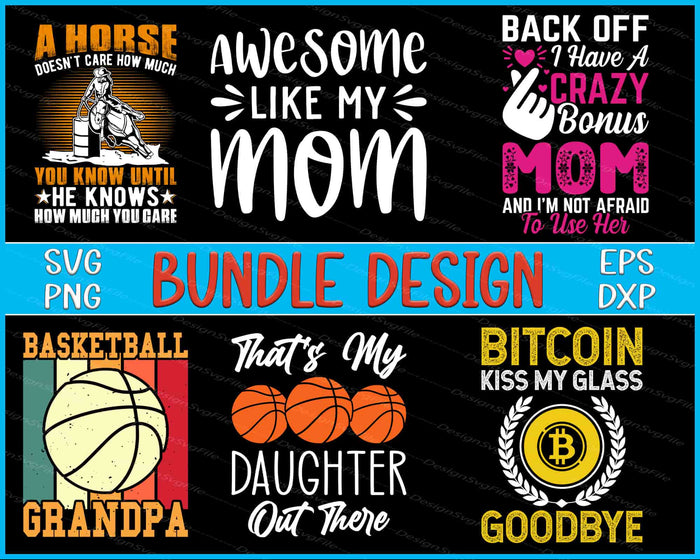 Collection of humorous and bold text designs with graphics on a black background.