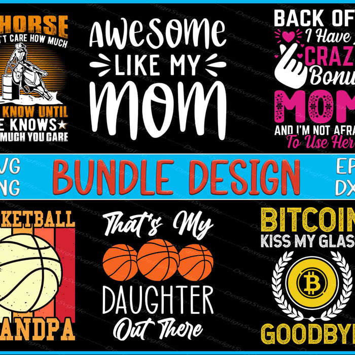 Collection of humorous and bold text designs with graphics on a black background.