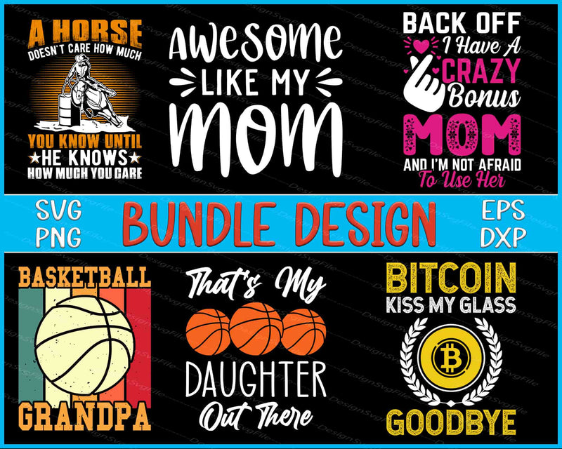 Collection of humorous and bold text designs with graphics on a black background.