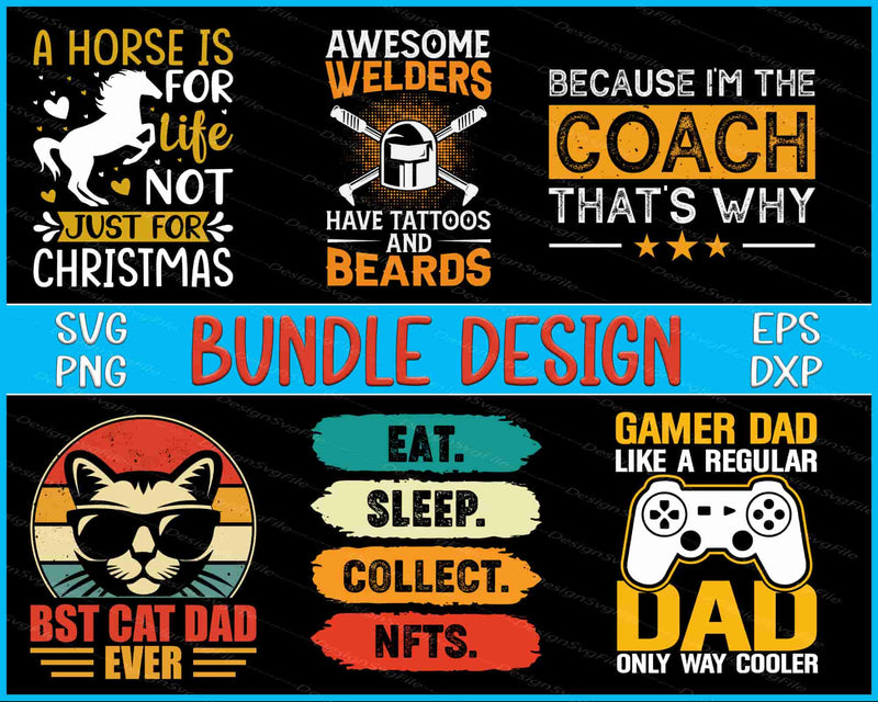 Collection of humorous and motivational graphics with text and icons on a black background.