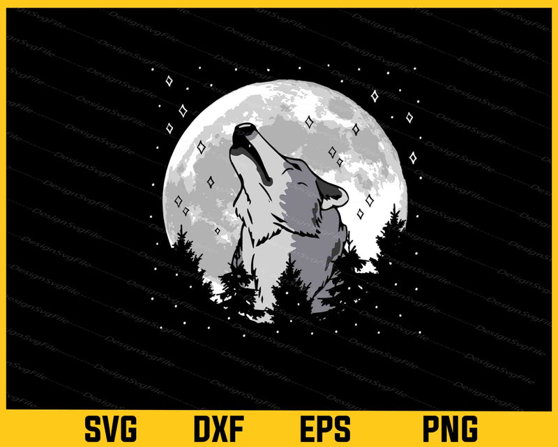 Howling Wolf Moon Svg Cutting Printable File  - Premium Cutting Files in SVG, PNG & EPS Formats - Premium SVG Cutting Files for Crafts