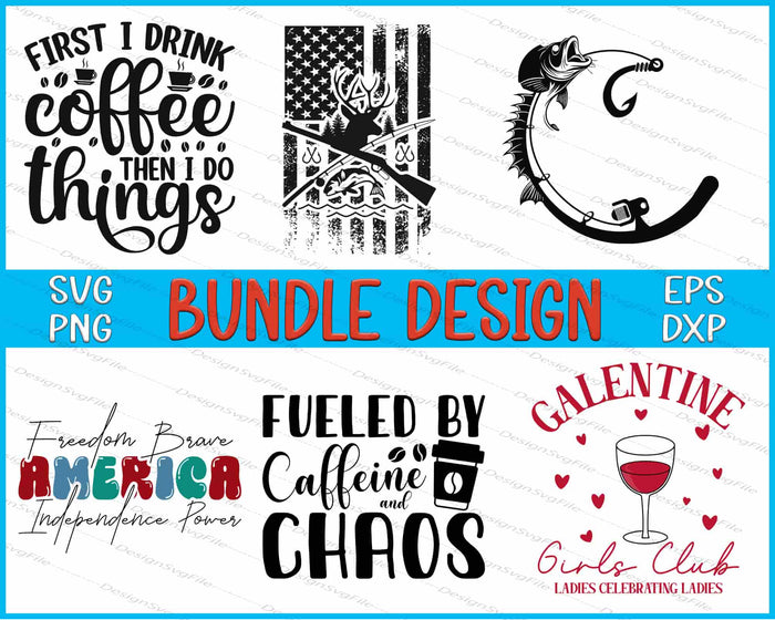 Collection of SVG designs with text and graphics on a blue and white background