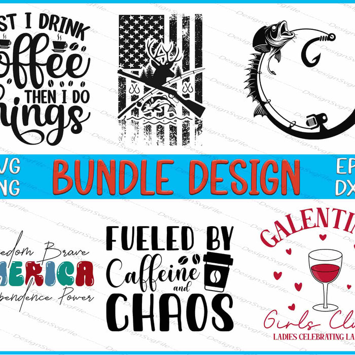 Collection of SVG designs with text and graphics on a blue and white background